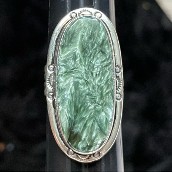 Vintage Seraphinite Sterling Silver Ring - Picture 4 of 10